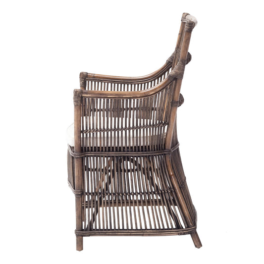 Set of Two Cream Rattan Outdoor Arm Chairs