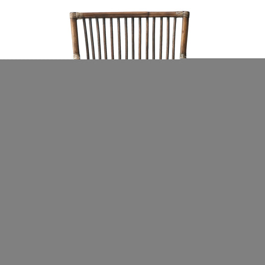 Set of Two Natural Rattan Slat Back Dining Arm Chairs