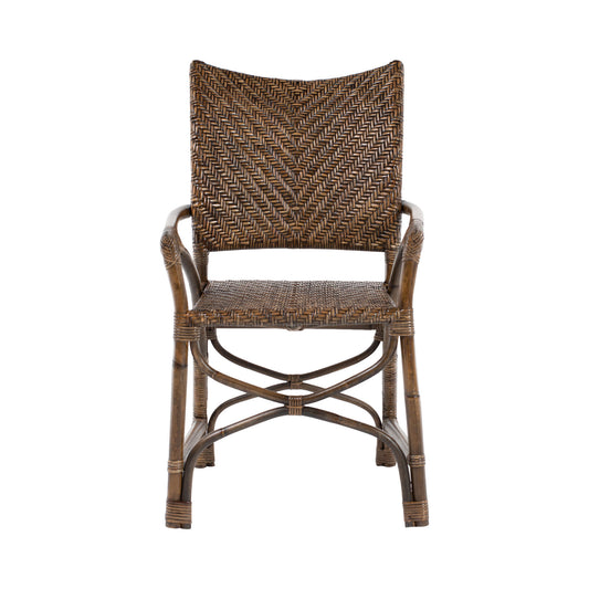 Set of Two Brown Open Back Dining Arm Chairs