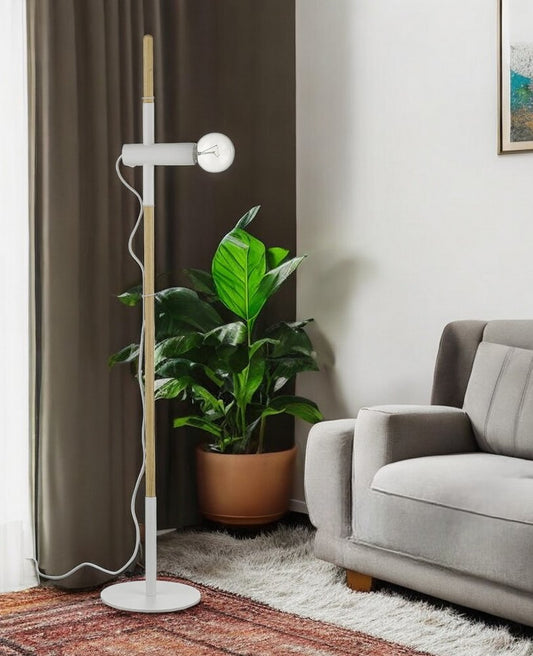 55" Brown And White Reading Floor Lamp