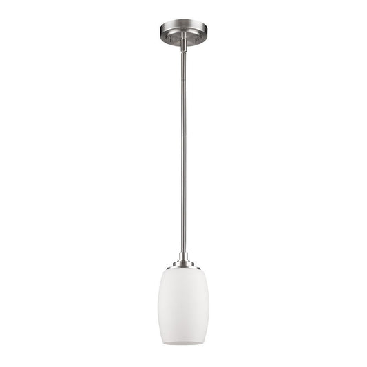 Silver Hanging Light with Frosted Glass Shade