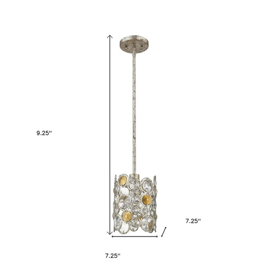 Vitozzi 1-Light Antique Silver Leaf Pendant