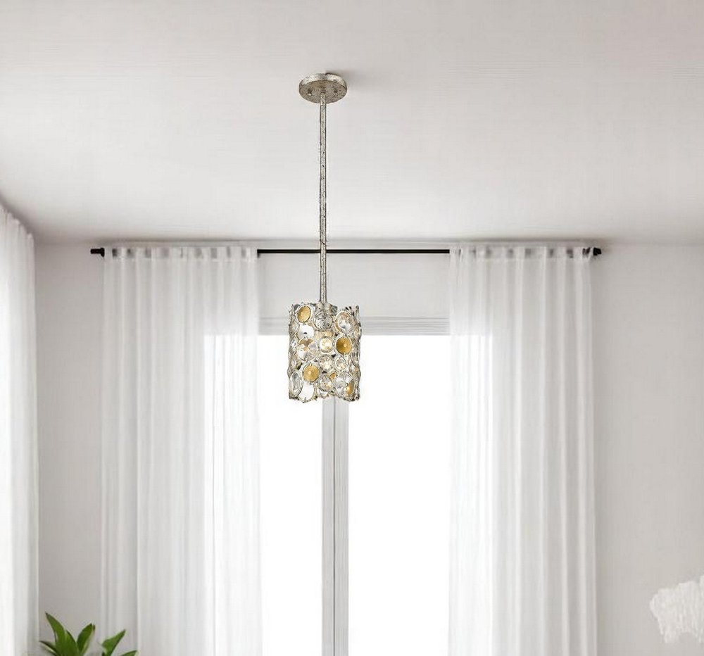 Vitozzi 1-Light Antique Silver Leaf Pendant