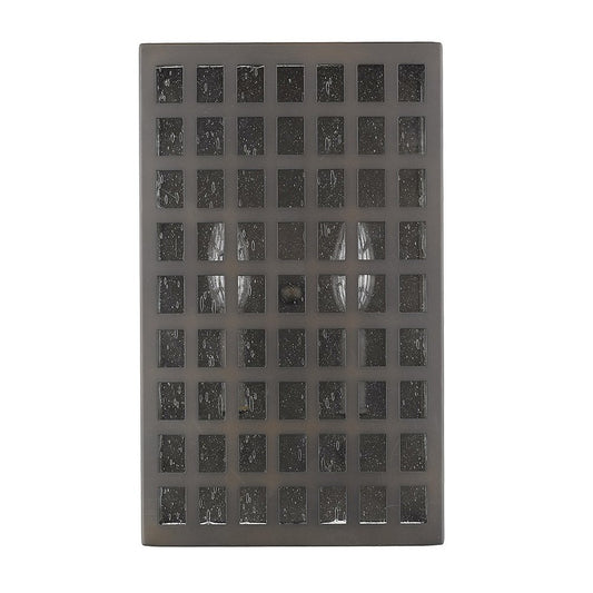 Black And Clear Two Light Seeded Dimmable Outdoor Hanging Lights With Bronze Shades