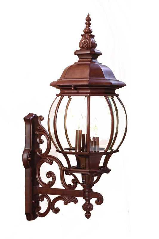 31" Walnut And Clear Metal and Glass Vanity Flush Mounted Sconce