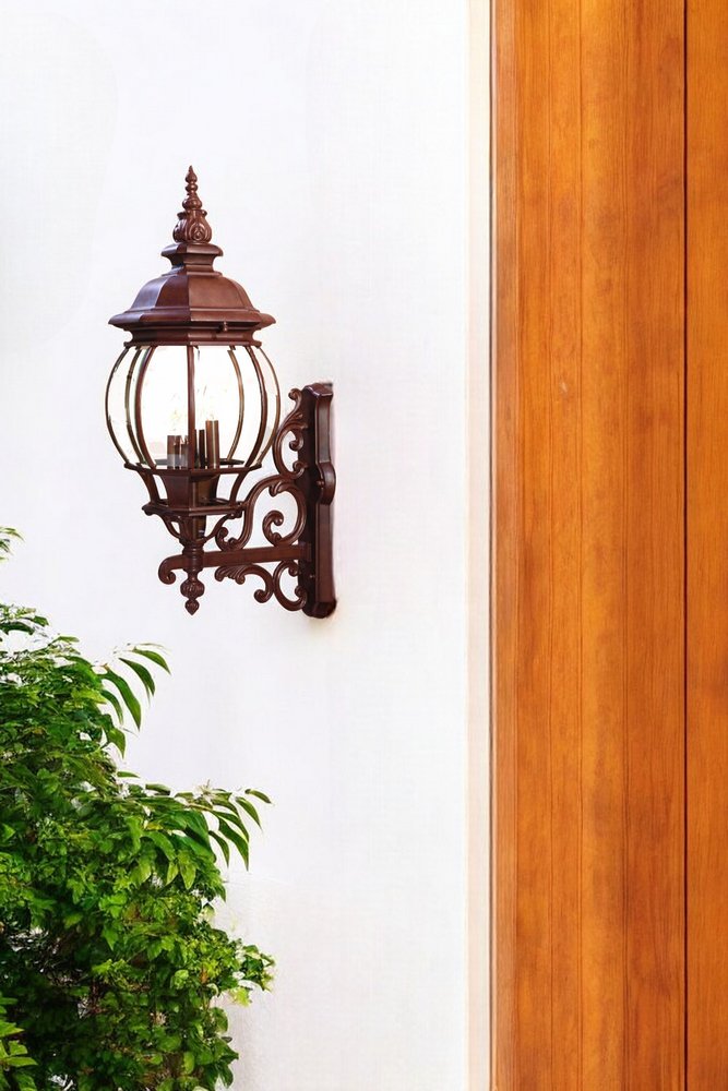 31" Walnut And Clear Metal and Glass Vanity Flush Mounted Sconce