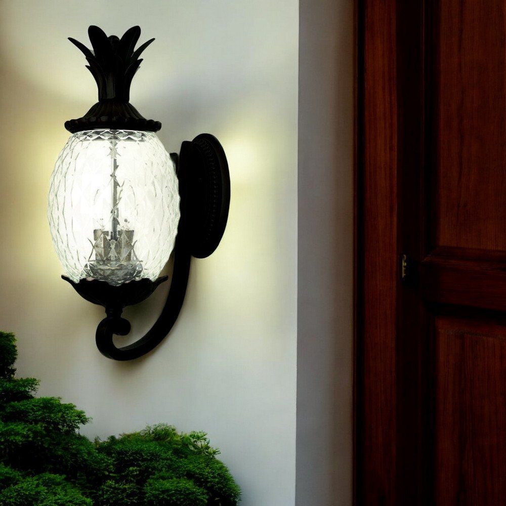 22" Black And Clear Metal and Glass Vanity Flush Mounted Sconce