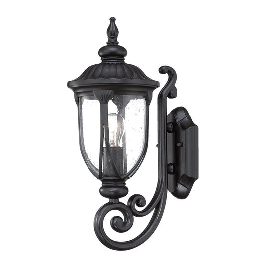 17" Black And Clear Metal and Glass Flush Mounted Sconce