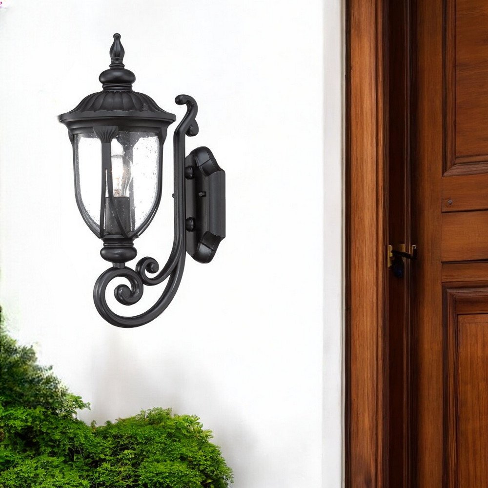 17" Black And Clear Metal and Glass Flush Mounted Sconce