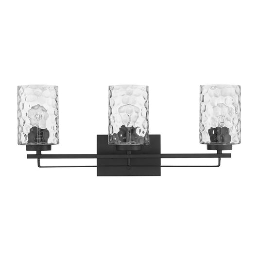 10" Black And Clear Metal and Glass Vanity Flush Mounted Sconce