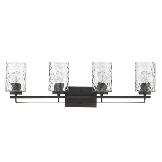 10" Black And Clear Metal and Glass Vanity Flush Mounted Sconce