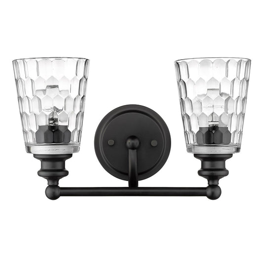 9" Black And Clear Metal and Glass Vanity Flush Mounted Sconce