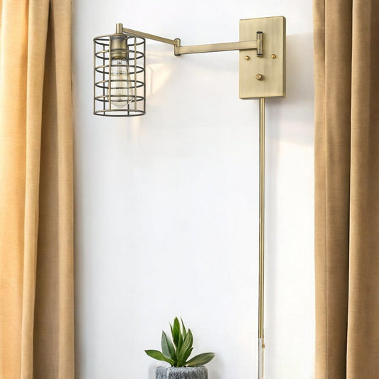 Industrial Gold Metal Wall Sconce