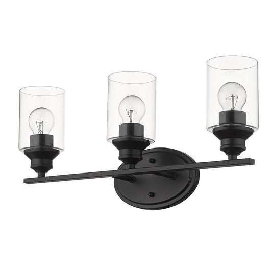 10" Black And Clear Metal and Glass Vanity Flush Mounted Sconce