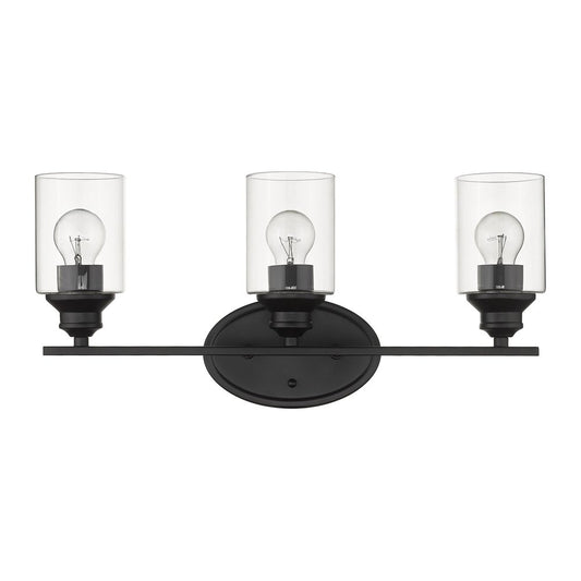 10" Black And Clear Metal and Glass Vanity Flush Mounted Sconce