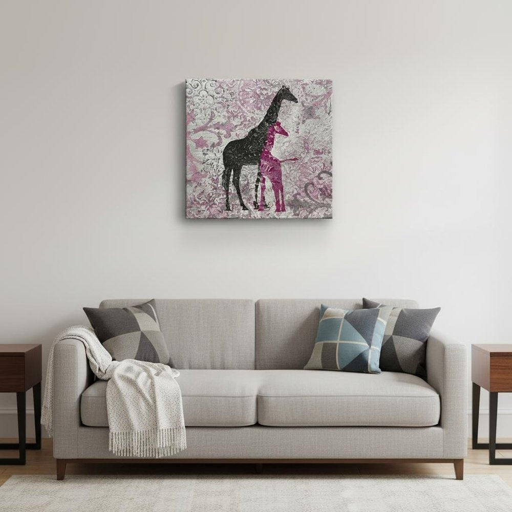 Exotic Pink Giraffes Unframed Print Wall Art