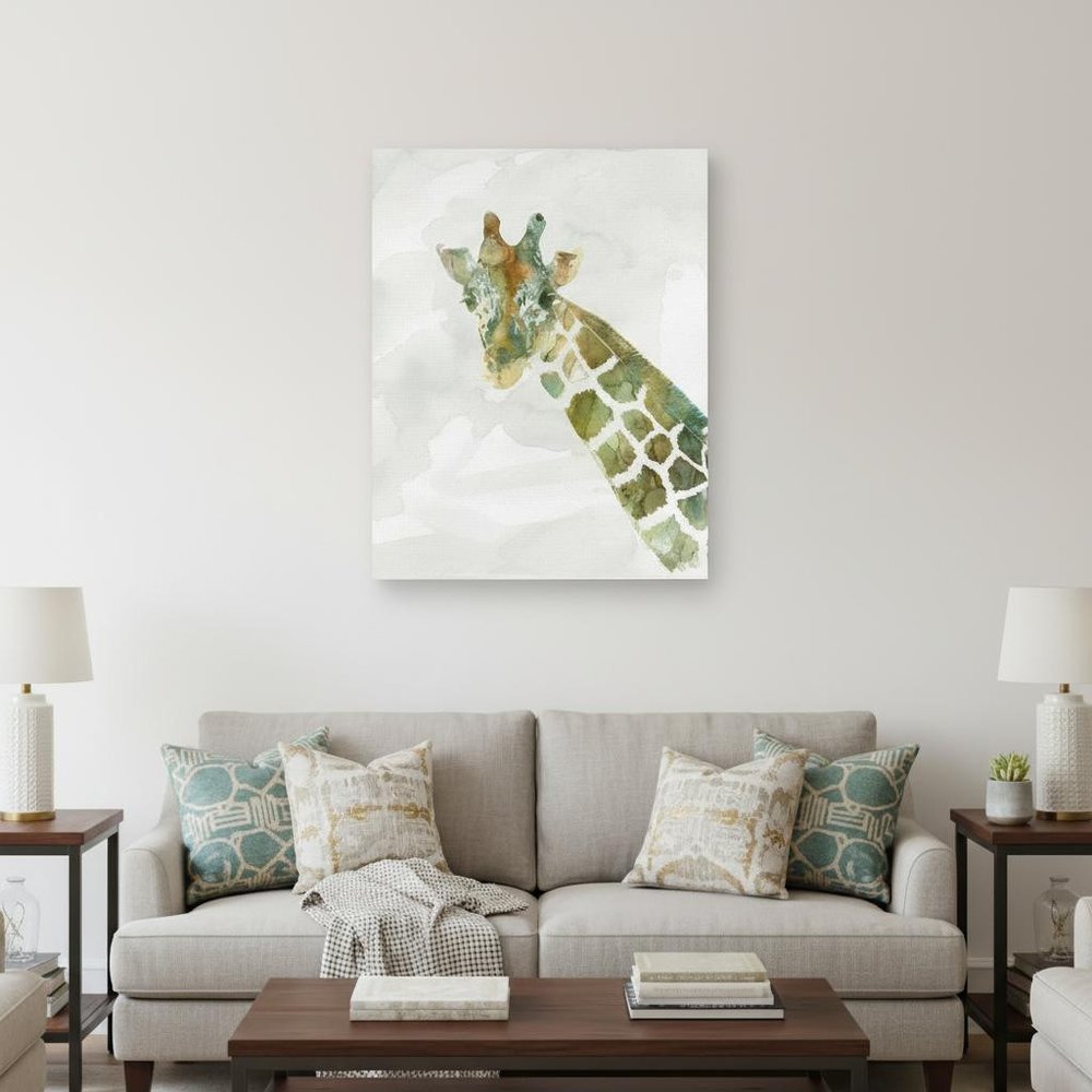 24" x 18" Abstract Marble Watercolor Giraffe Canvas Wall Art