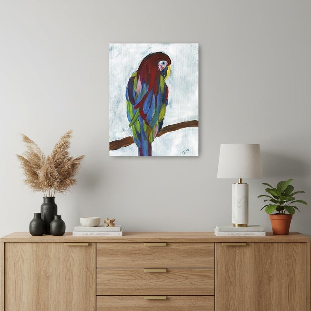 Small Bright and Tropical Parrot Canvas Wall Art