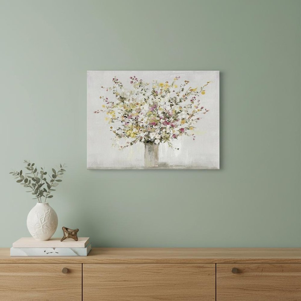 Small Colorful Wildflowers in a Vase Canvas Wall Art