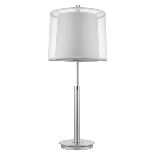 31" Silver Metal Table Lamp With White Empire Shade