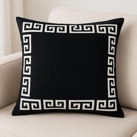 18" Black And White Geometric Fabric Throw Pillow