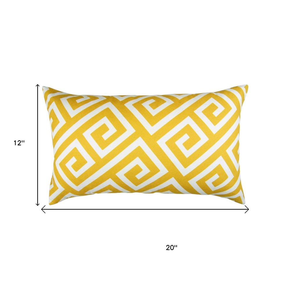 Yellow Greek Key Pattern Lumbar Throw Pillow