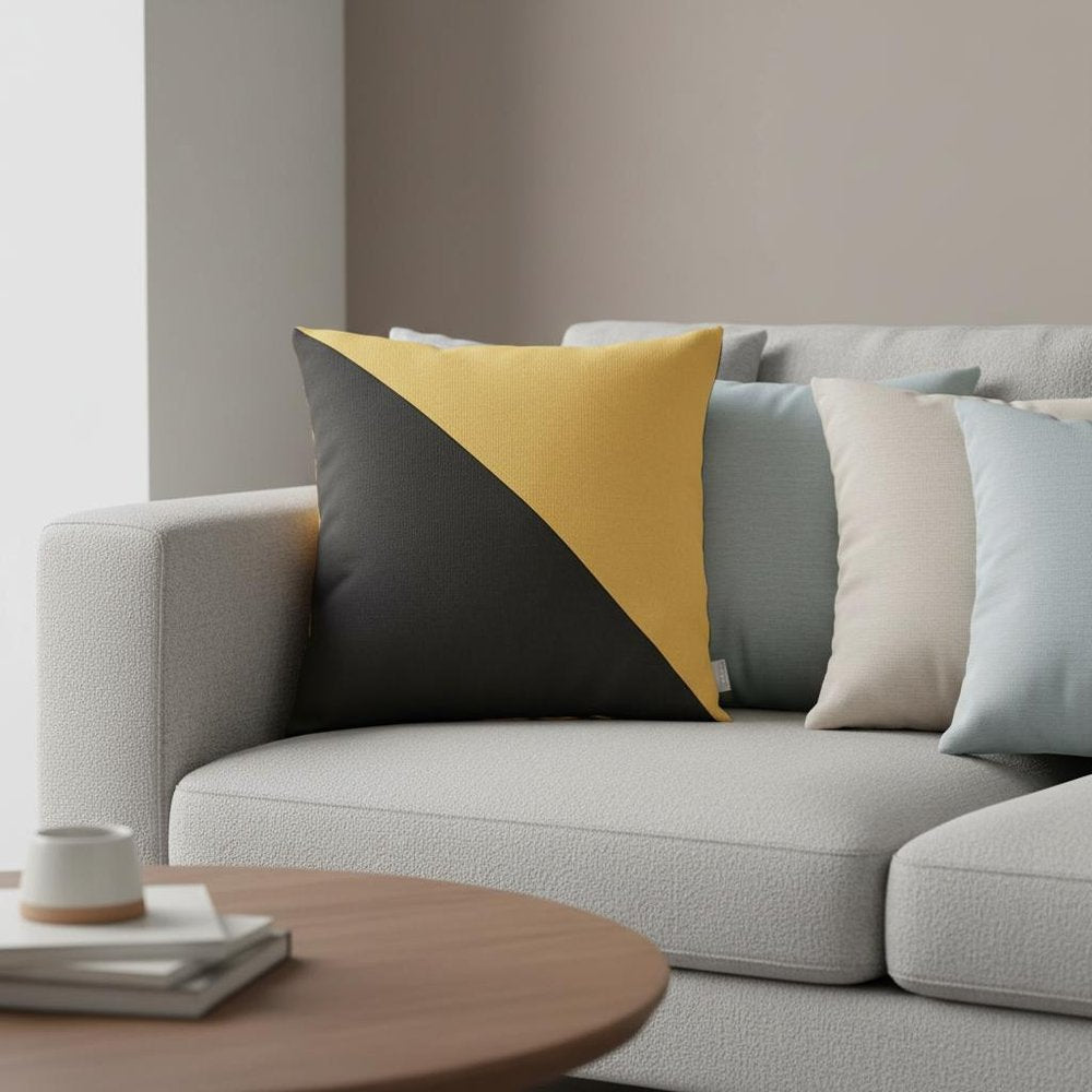Yellow and Black Diagonal Decorative Throw Pillow