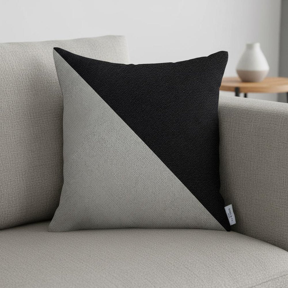 Black and White Diagonal Decorative Throw Pillow