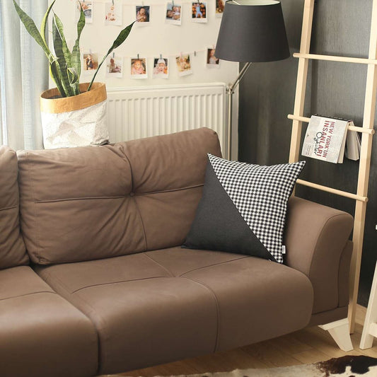 18" Black And White Houndstooth Throw Pillow