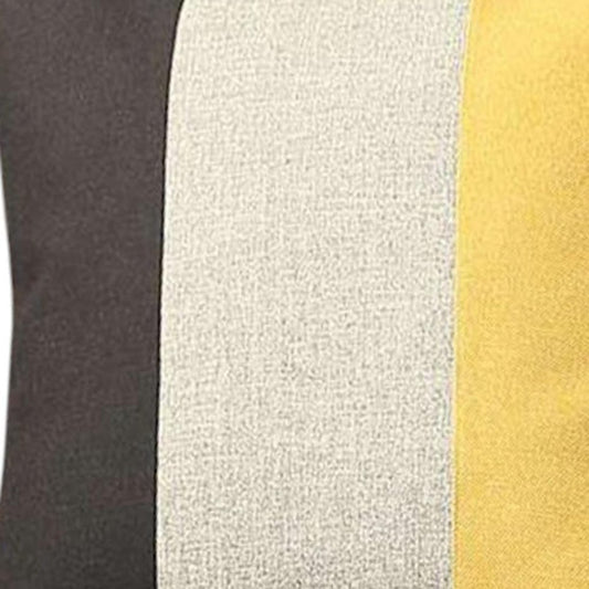 18" Black Gray And Yellow Fabric Throw Pillow