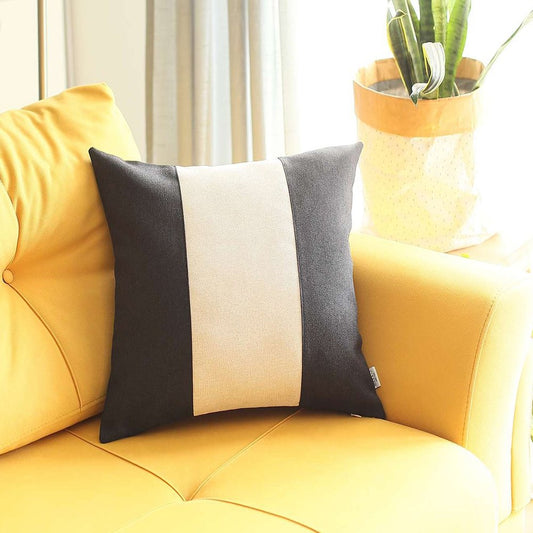 18" Black And White Color Block Throw Pillow