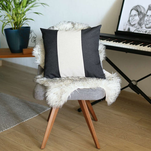 18" Black And White Color Block Throw Pillow