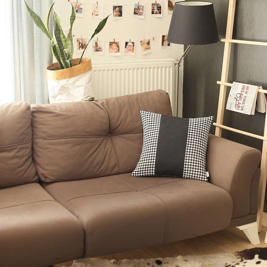 18" Black And White Houndstooth Throw Pillow