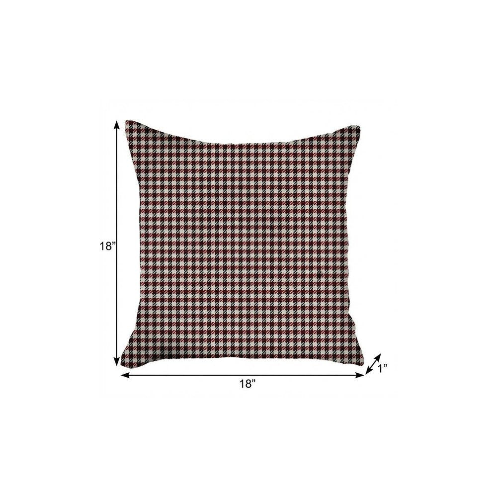 Maroon Red Houndstooth Pattern Throw Pillow