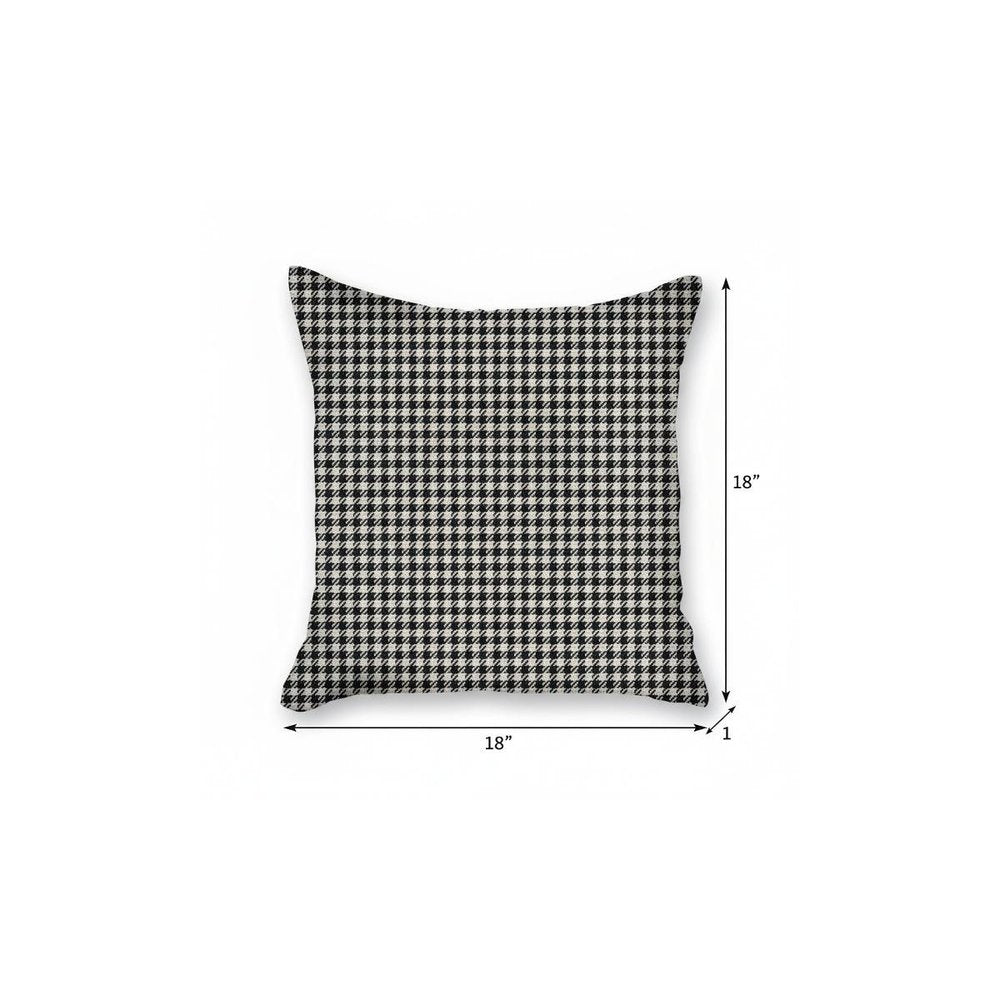 Black Houndstooth Pattern Throw Pillow
