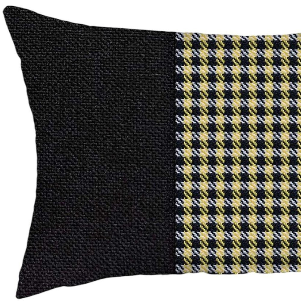 Yellow and Black Houndstooth Lumbar Throw Pillow