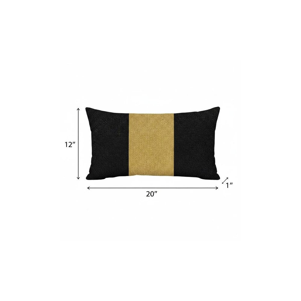 Black and Yellow Midsection Lumbar Throw Pillow