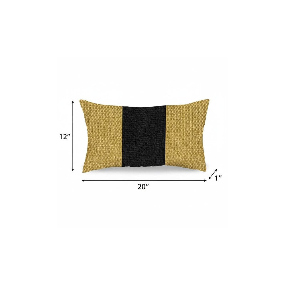 Yellow and Black Midsection Lumbar Throw Pillow