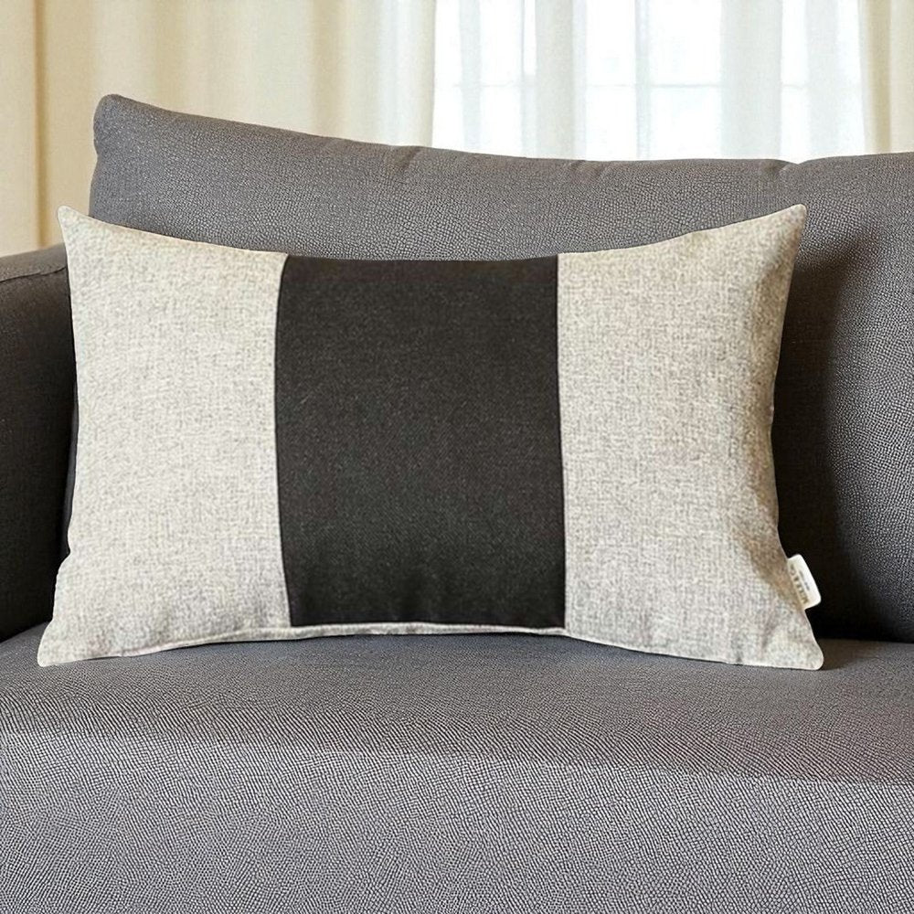 Gray and Black Midsection Lumbar Throw Pillow