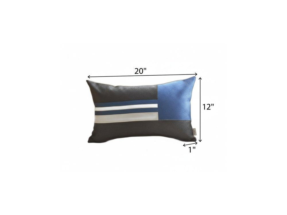 Blue and Black Geometric Lumbar Throw Pillow