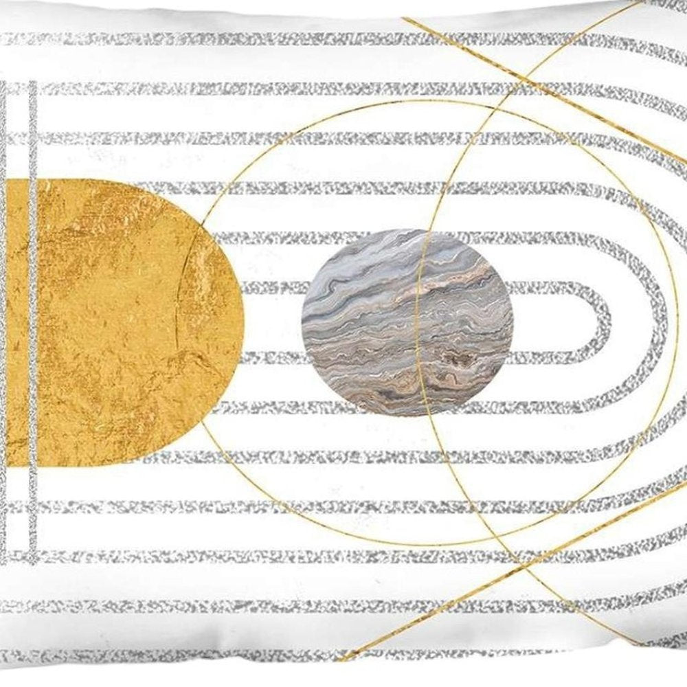 White Geometric Pattern Lumbar Throw Pillow