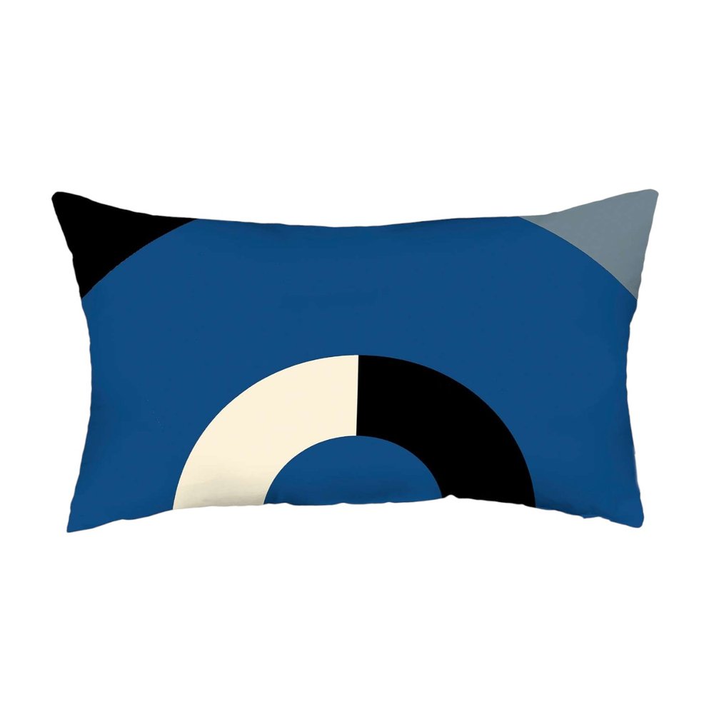 Blue Half Circle Modern Lumbar Throw Pillow