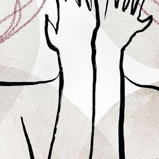 18" White And Black Abstract Hiding Face Fabric Throw Pillow