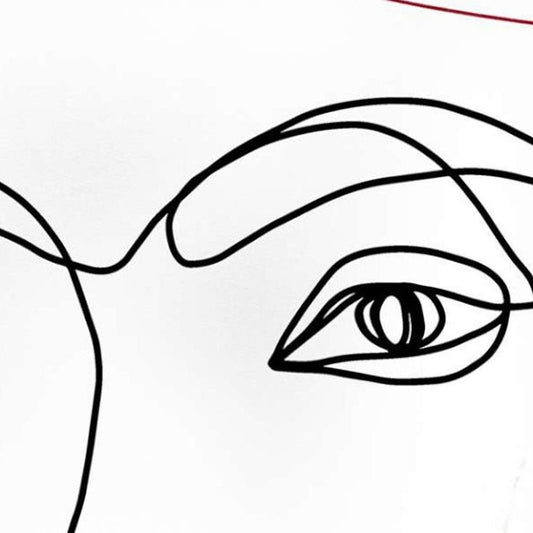 18" Ivory Black And Red Abstract Face Fabric Throw Pillow