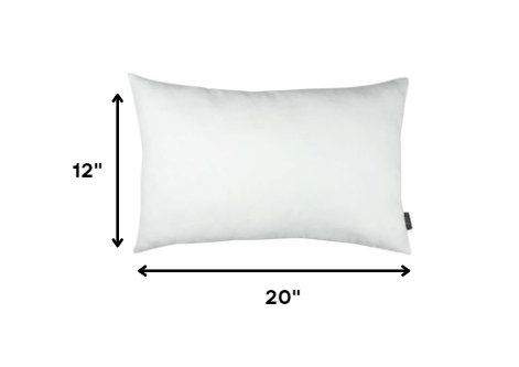 Set of Two 12" X 20" White Fabric Lumbar Throw Pillows