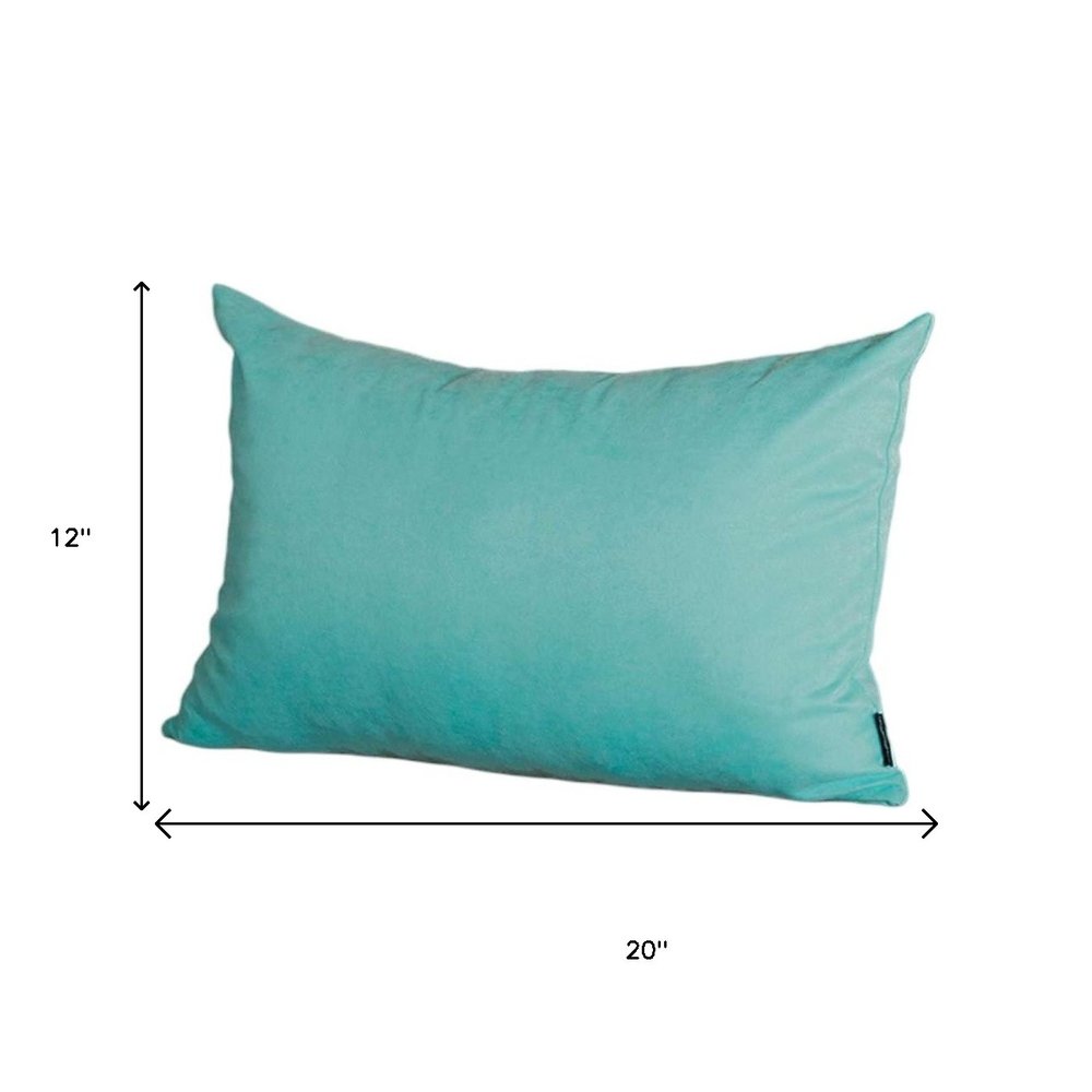 Set of Two 12" X 20" Turquoise Fabric Lumbar Throw Pillows