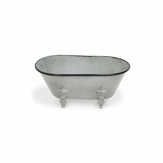 5" Gray Polyresin Hand Painted Decorative Tub Tabletop Sculpture
