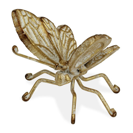 4" Gold Cast Iron Butterfly Tabletop Sculpture