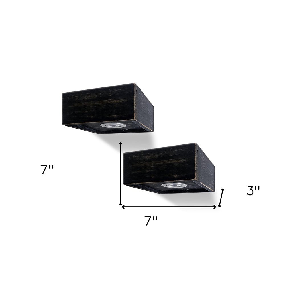 7" Black Wood Wall Mounted Floating Shelf With LED Light