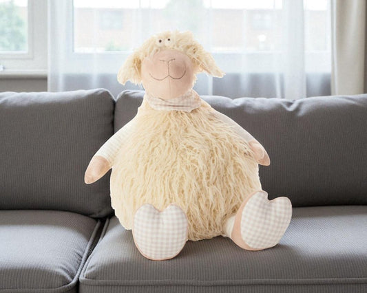 26" X 22" Ivory Lamb Fabric Throw Pillow